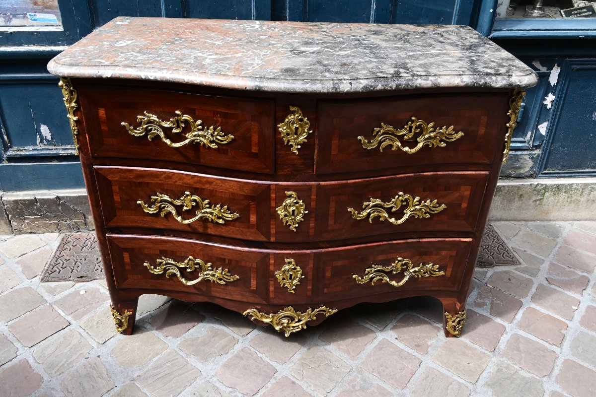 Amaranth Veneered Chest Of Drawers Stamped Angot, Mid-18th Century-photo-5