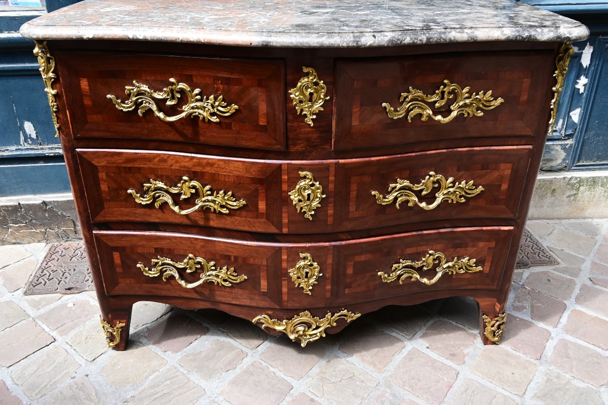 Amaranth Veneered Chest Of Drawers Stamped Angot, Mid-18th Century-photo-6