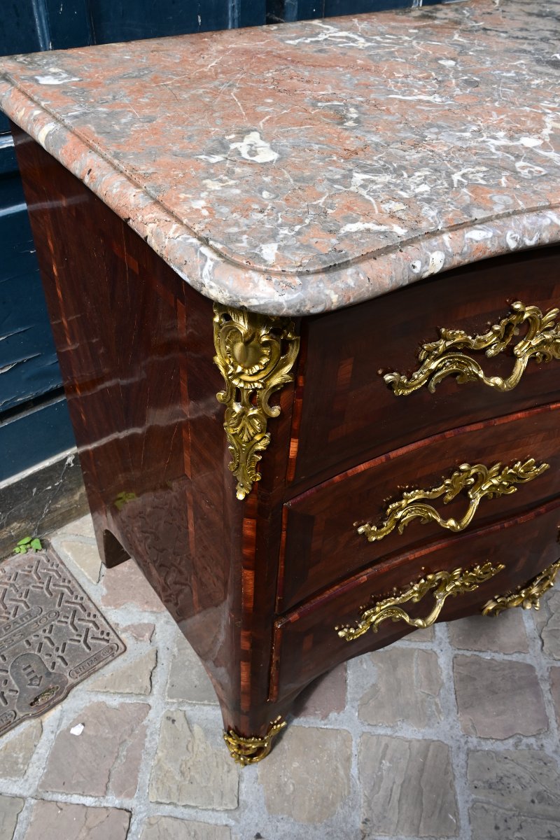 Amaranth Veneered Chest Of Drawers Stamped Angot, Mid-18th Century-photo-8