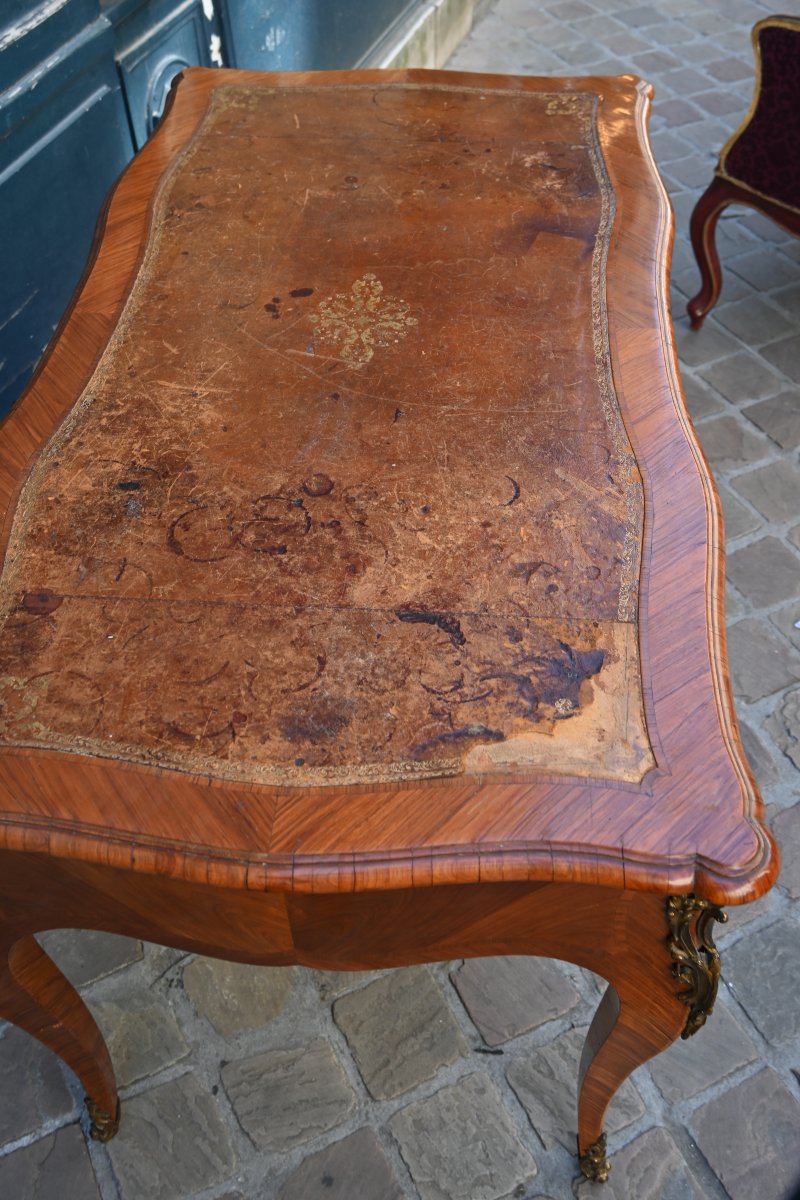 Bureau plat , en bois de rose , style Louis XV ,  Gênes XVIII-photo-4