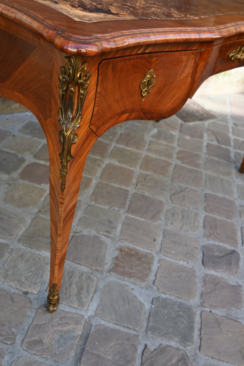 Bureau plat , en bois de rose , style Louis XV ,  Gênes XVIII-photo-2
