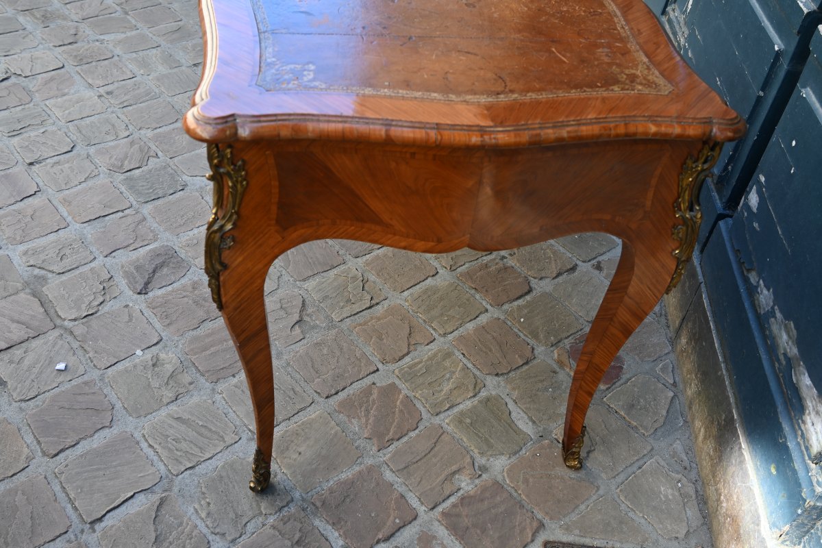 Bureau plat , en bois de rose , style Louis XV ,  Gênes XVIII-photo-5