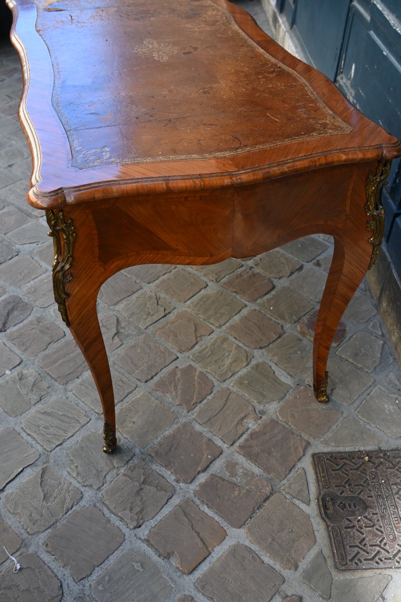 Bureau plat , en bois de rose , style Louis XV ,  Gênes XVIII-photo-6