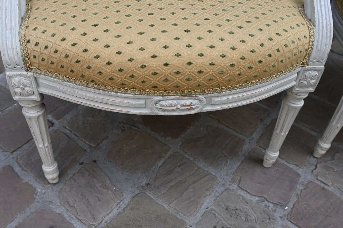 Paire de fauteuils médaillons d époque Louis XVI fin XVIII-photo-3