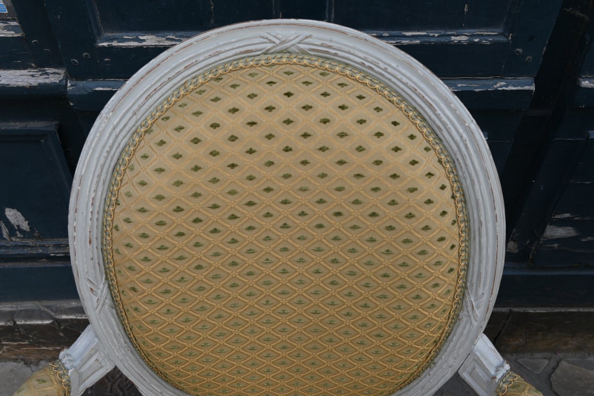 Paire de fauteuils médaillons d époque Louis XVI fin XVIII-photo-6