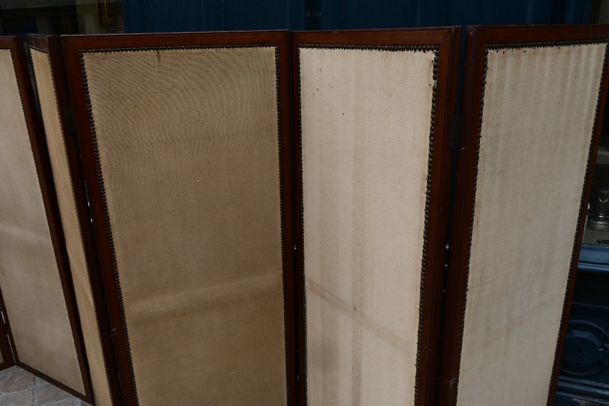 Early 19th-century 6-panel Mahogany Folding Screen-photo-1
