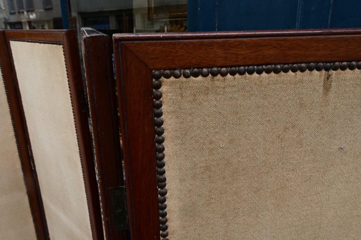 Early 19th-century 6-panel Mahogany Folding Screen-photo-3