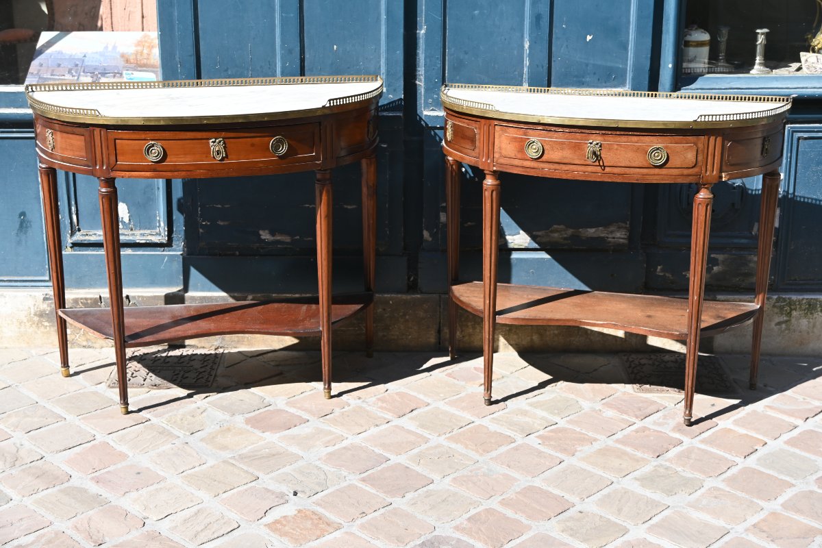 Pair Of Louis XVI Mahogany Console Tables
