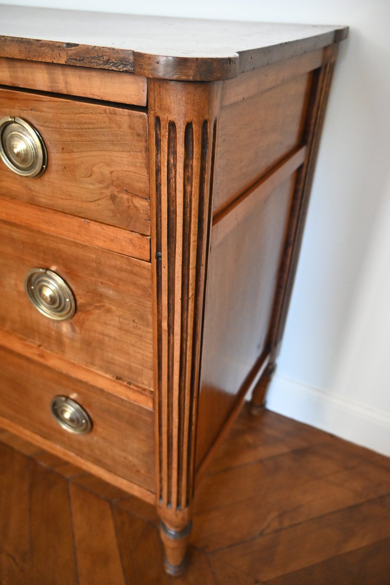 Commode en noyer , plateau bois d époque Louis XVI   fin XVIIII-photo-1