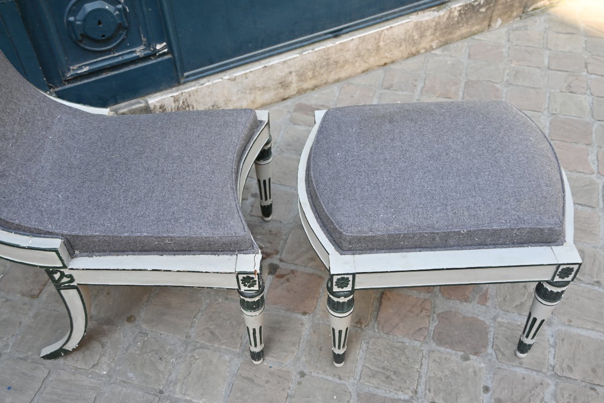 Siège de forme curule et son pouf  de style Empire-photo-1