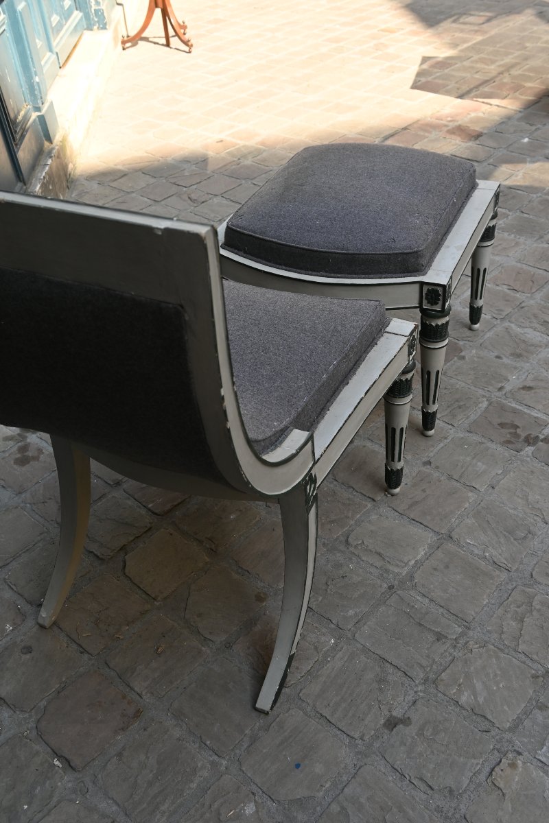 Siège de forme curule et son pouf  de style Empire-photo-5