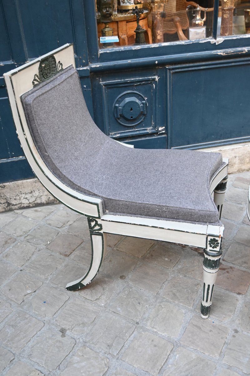 Siège de forme curule et son pouf  de style Empire-photo-6