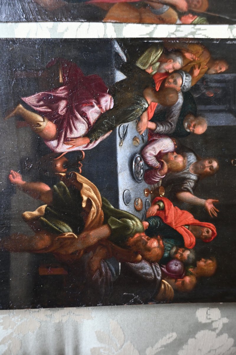 Paire de cuivres du début du XVIII , la Nativité et la Cène -photo-1