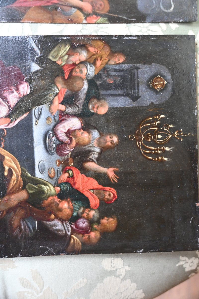 Paire de cuivres du début du XVIII , la Nativité et la Cène -photo-2