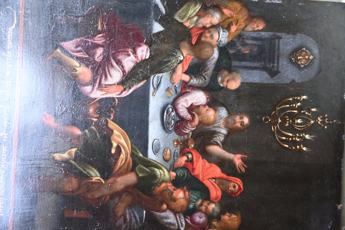 Paire de cuivres du début du XVIII , la Nativité et la Cène -photo-3