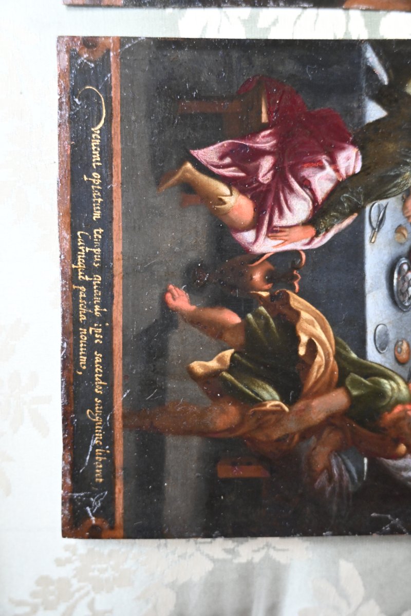Paire de cuivres du début du XVIII , la Nativité et la Cène -photo-6
