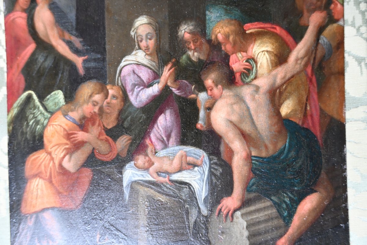 Paire de cuivres du début du XVIII , la Nativité et la Cène 