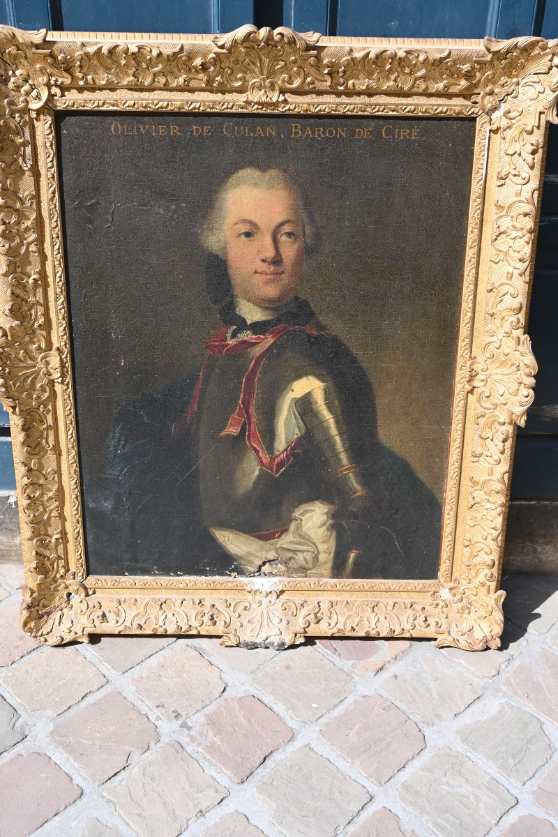 Portrait de monsieur de Culan , baron de Ciré , école française XVIII signé de  Rupaley -photo-2