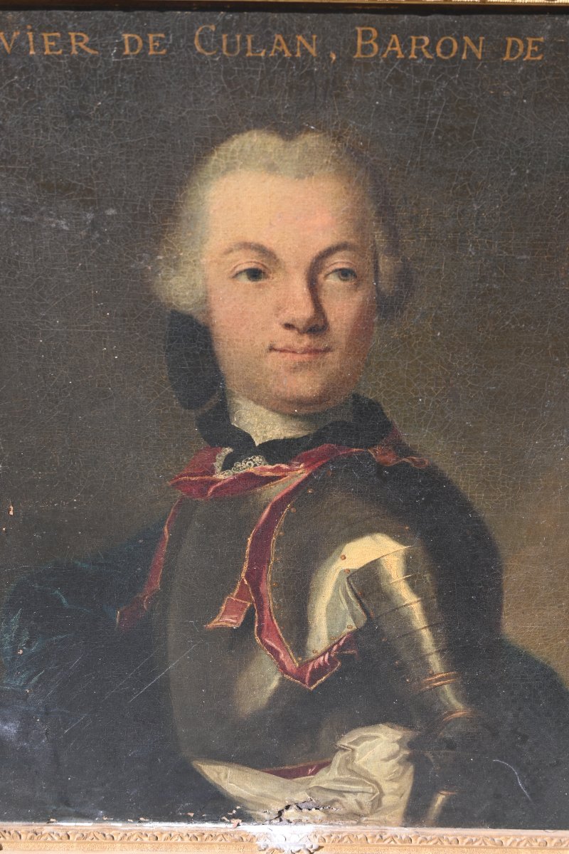 Portrait de monsieur de Culan , baron de Ciré , école française XVIII signé de  Rupaley -photo-3