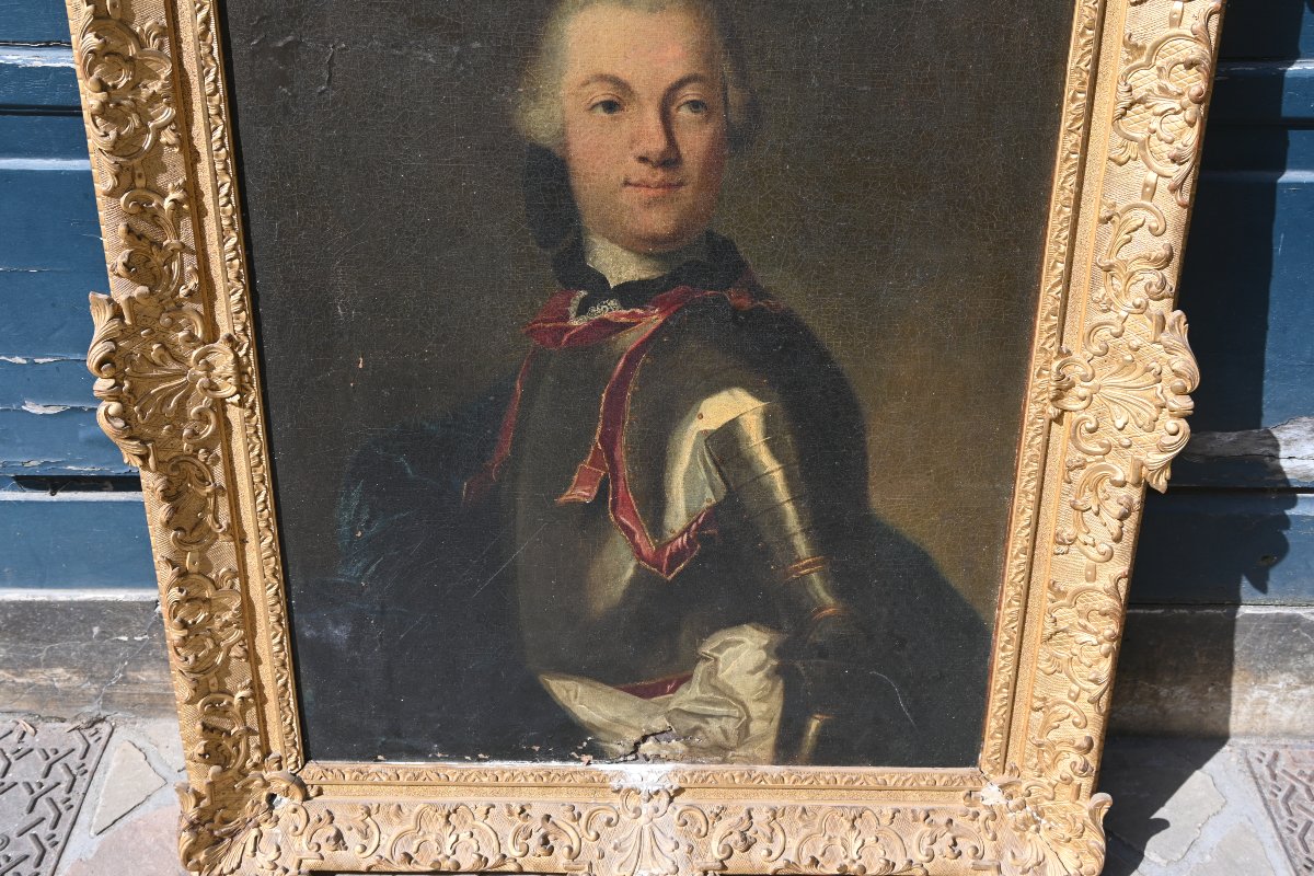 Portrait de monsieur de Culan , baron de Ciré , école française XVIII signé de  Rupaley -photo-1