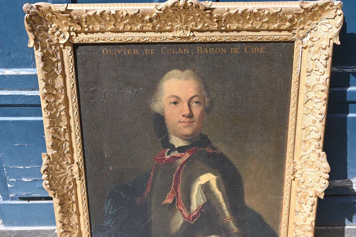 Portrait de monsieur de Culan , baron de Ciré , école française XVIII signé de  Rupaley -photo-3