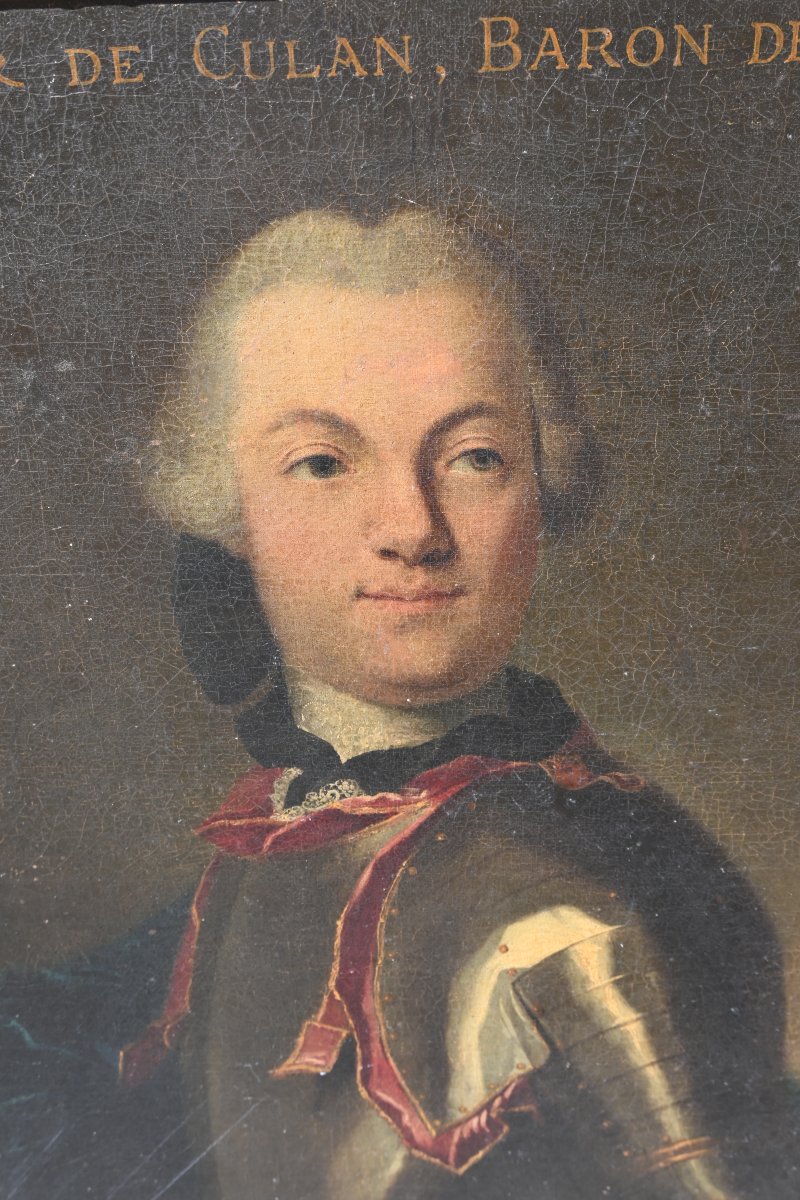 Portrait de monsieur de Culan , baron de Ciré , école française XVIII signé de  Rupaley -photo-6