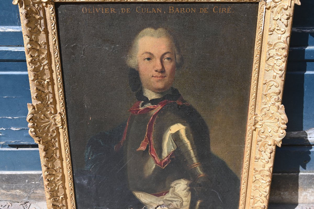 Portrait de monsieur de Culan , baron de Ciré , école française XVIII signé de  Rupaley 