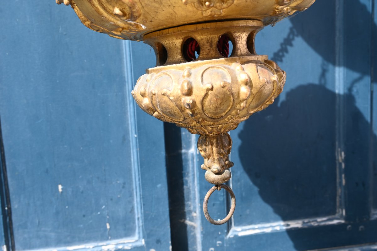 Suspension en bois doré , têtes d anges d époque Louis XIV du XVIII-photo-4