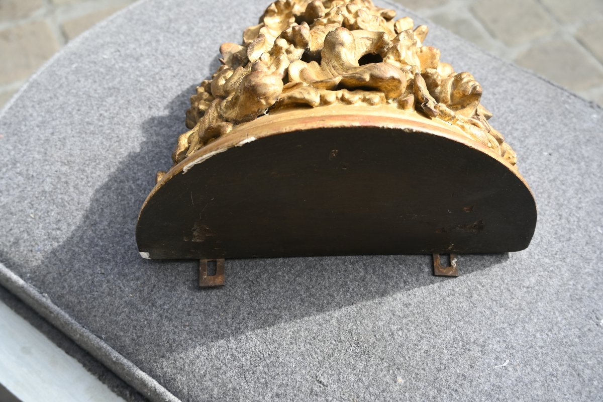 Console d applique en bois sculpté ajouré et doré d époque XVIII-photo-5