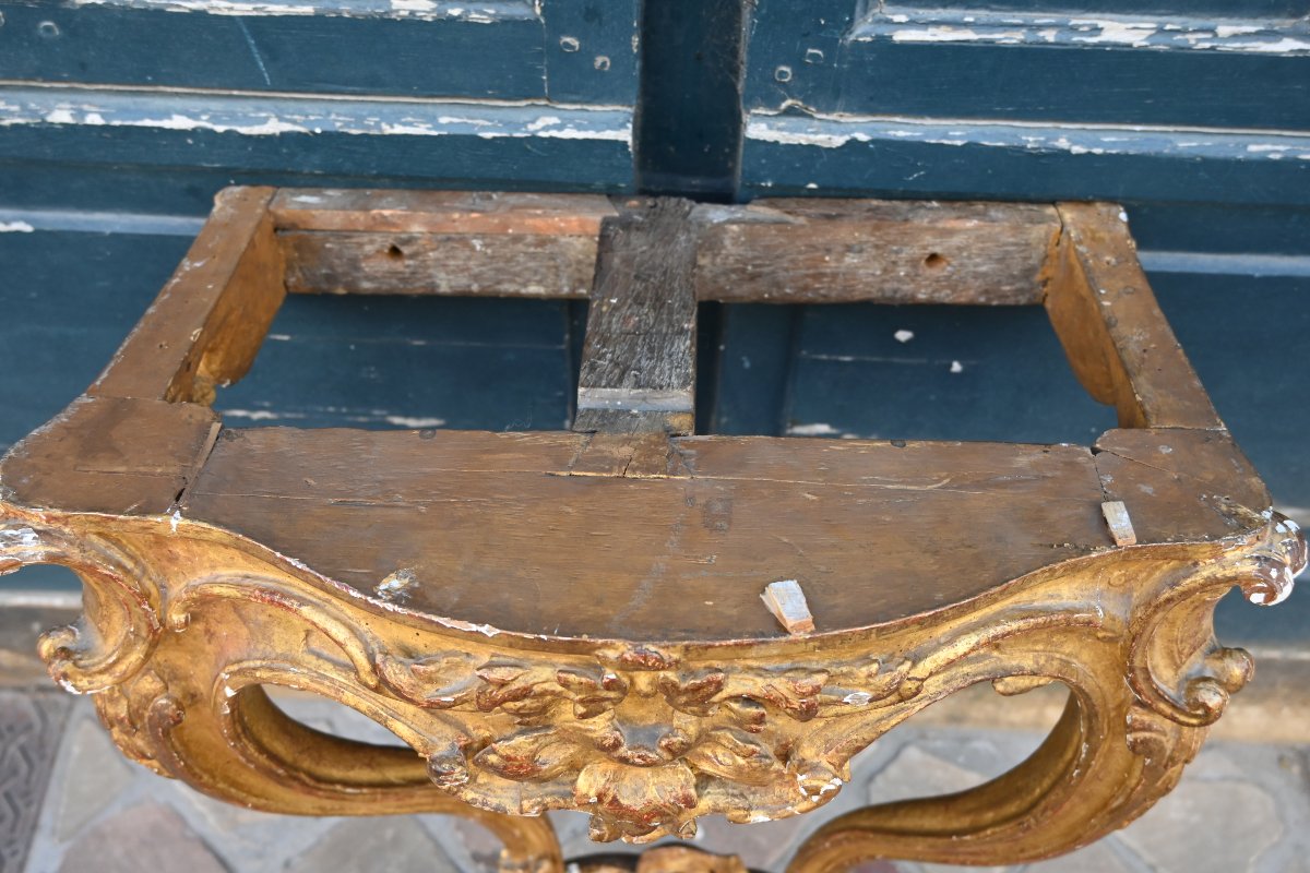 Petite console bois doré d époque Louis XV  du XVIII-photo-2