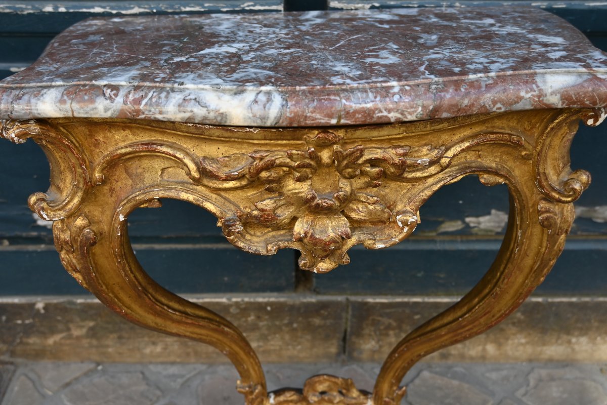 Petite console bois doré d époque Louis XV  du XVIII-photo-4