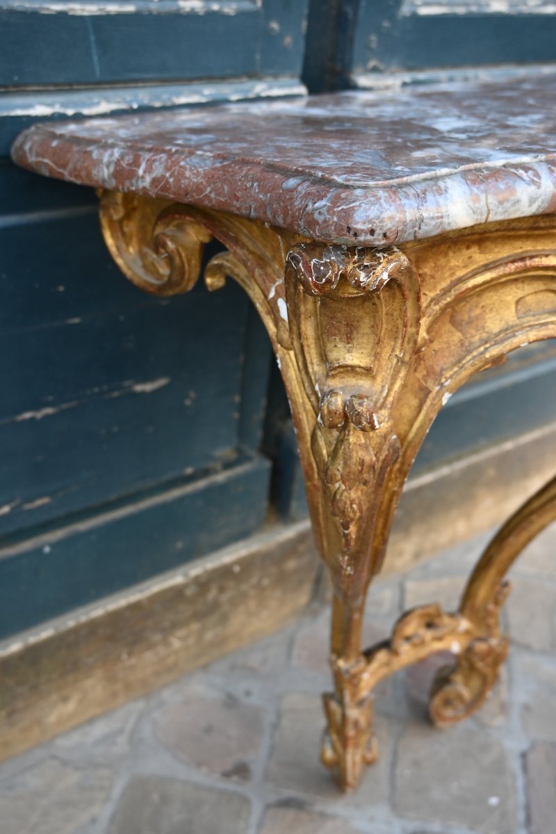 Petite console bois doré d époque Louis XV  du XVIII-photo-1