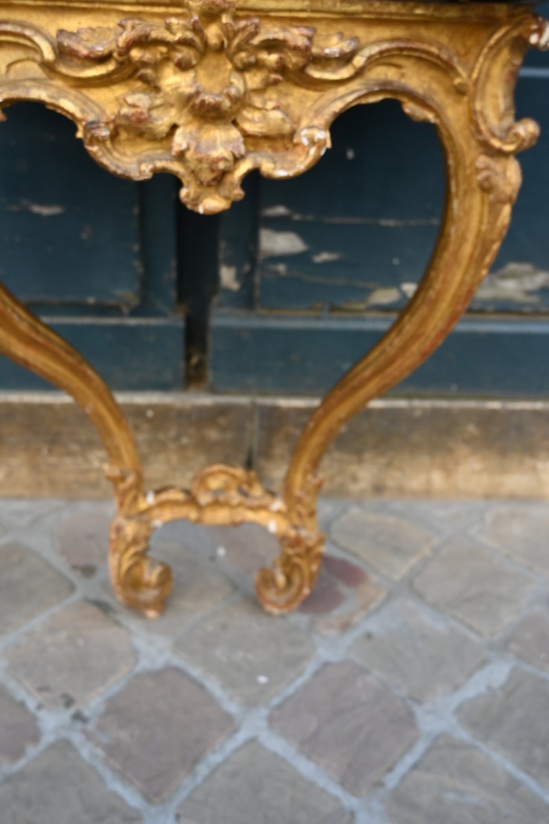 Petite console bois doré d époque Louis XV  du XVIII-photo-2