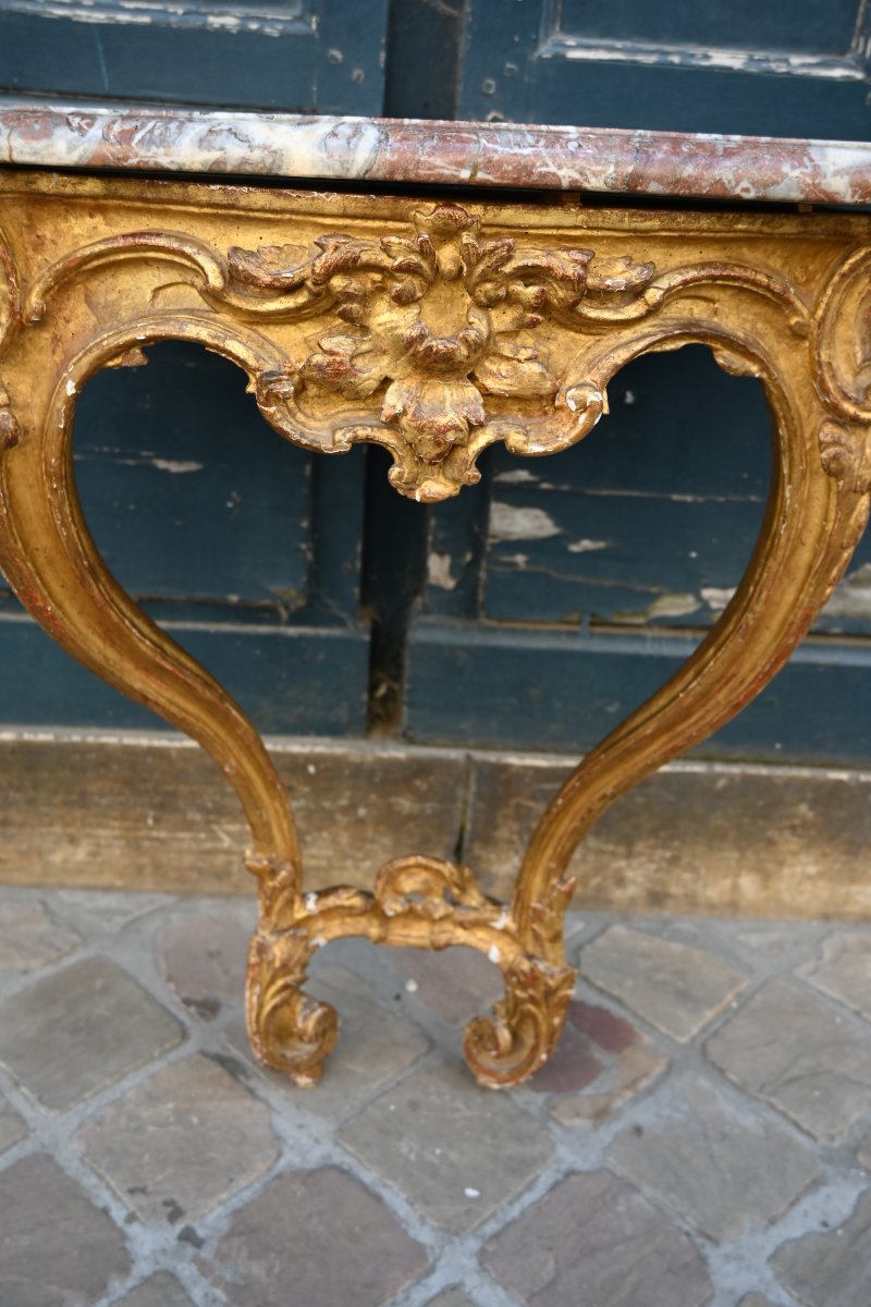 Petite console bois doré d époque Louis XV  du XVIII-photo-3