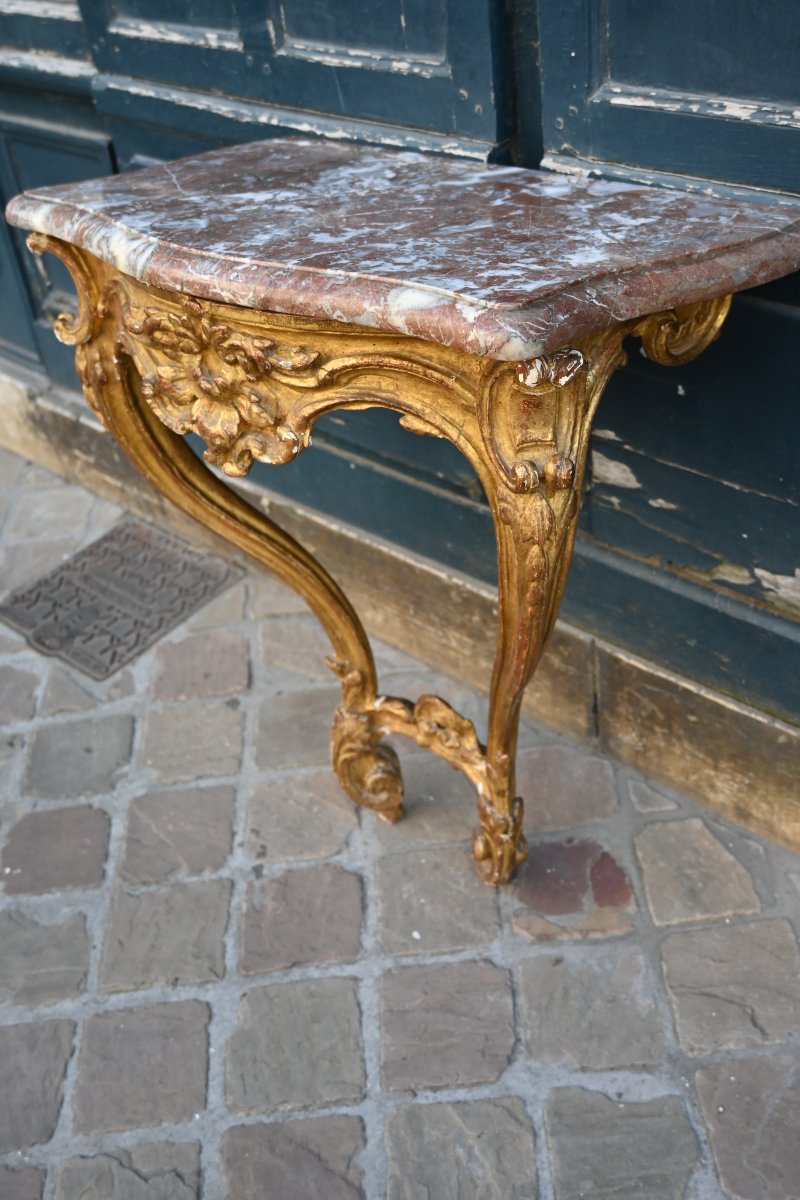 Petite console bois doré d époque Louis XV  du XVIII-photo-4