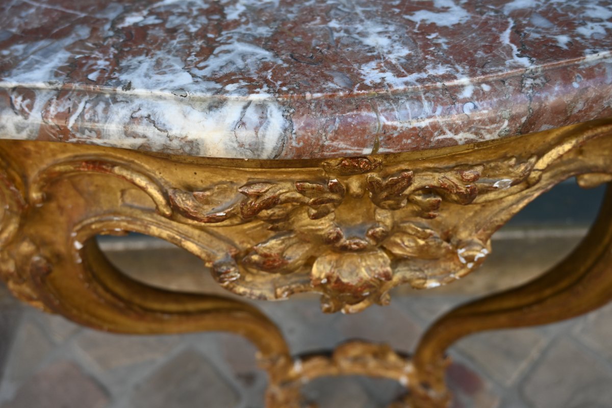 Petite console bois doré d époque Louis XV  du XVIII-photo-6