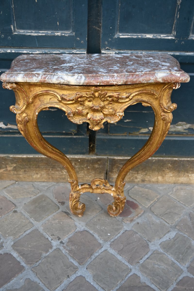 Petite console bois doré d époque Louis XV  du XVIII