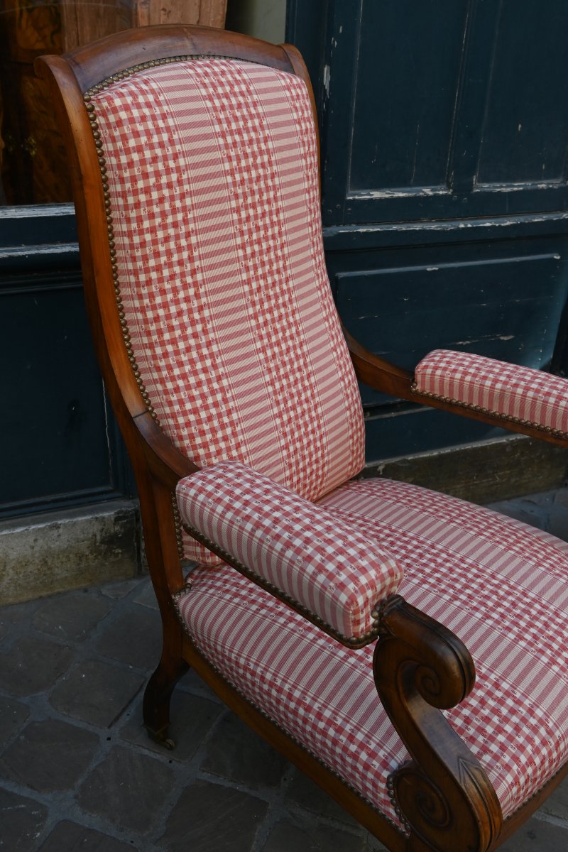 Paire d élégants fauteuils Voltaire en acajou d époque Restauration XIX-photo-4