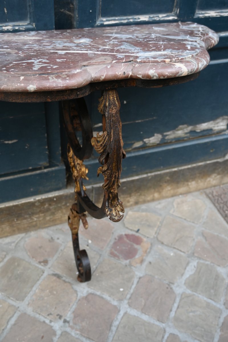 Wrought-iron Console Table, Southern France, 18th Century-photo-2