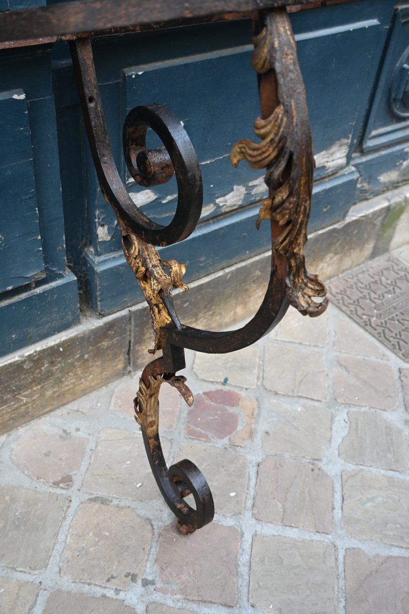 Wrought-iron Console Table, Southern France, 18th Century-photo-3