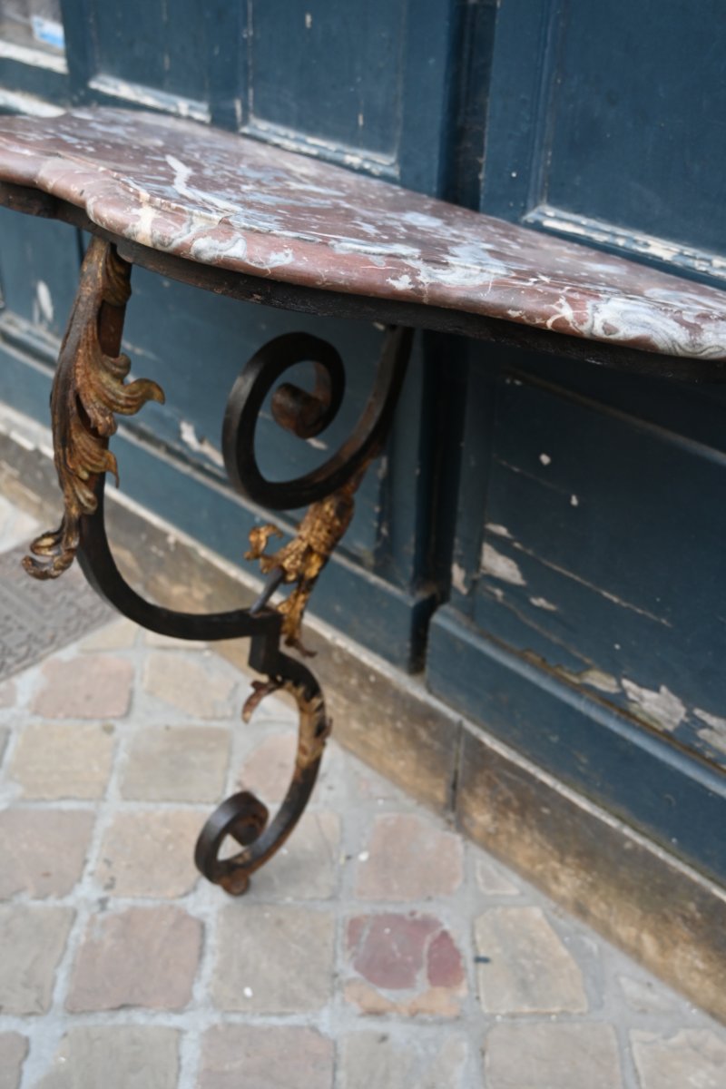 Wrought-iron Console Table, Southern France, 18th Century-photo-3