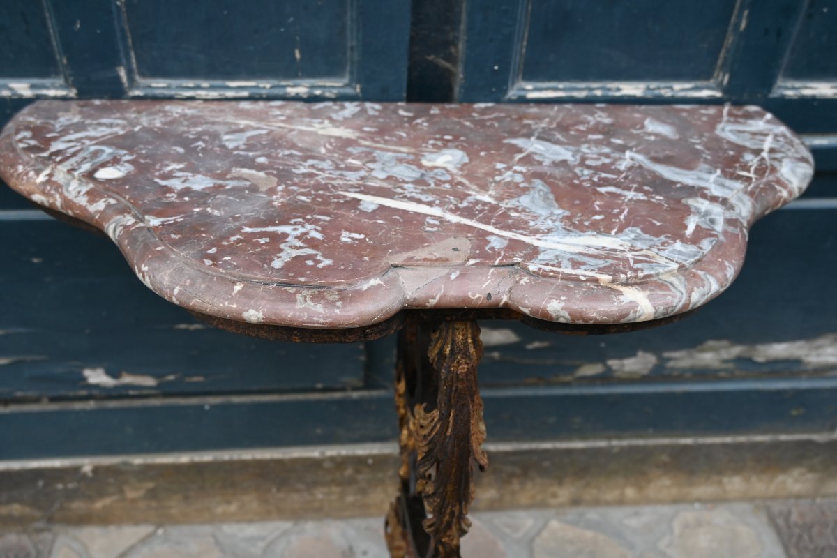 Wrought-iron Console Table, Southern France, 18th Century-photo-7