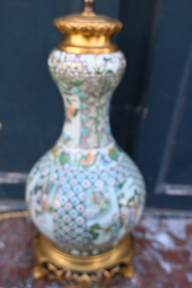 China, Canton Porcelain Lamp In The -photo-2