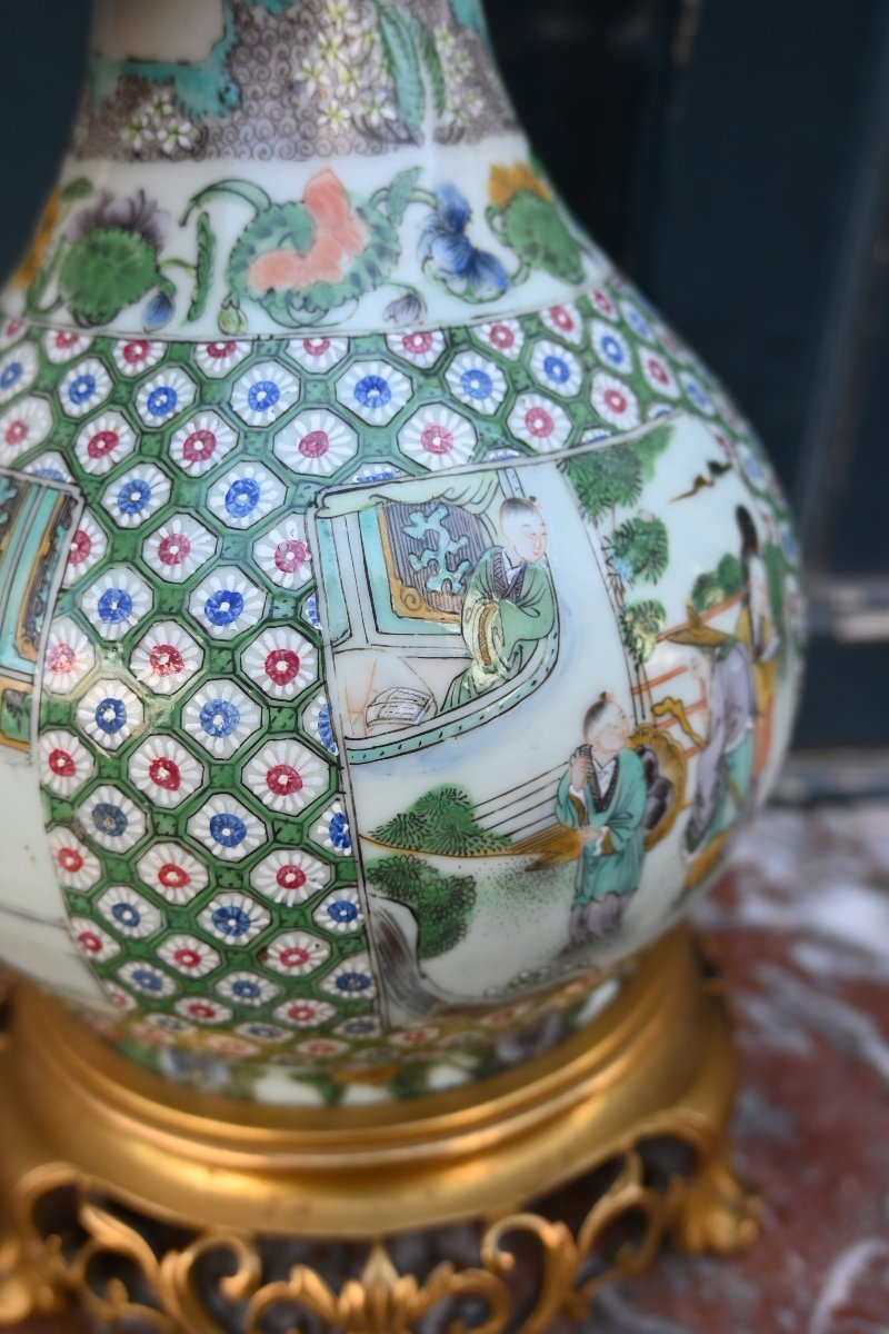 China, Canton Porcelain Lamp In The -photo-3