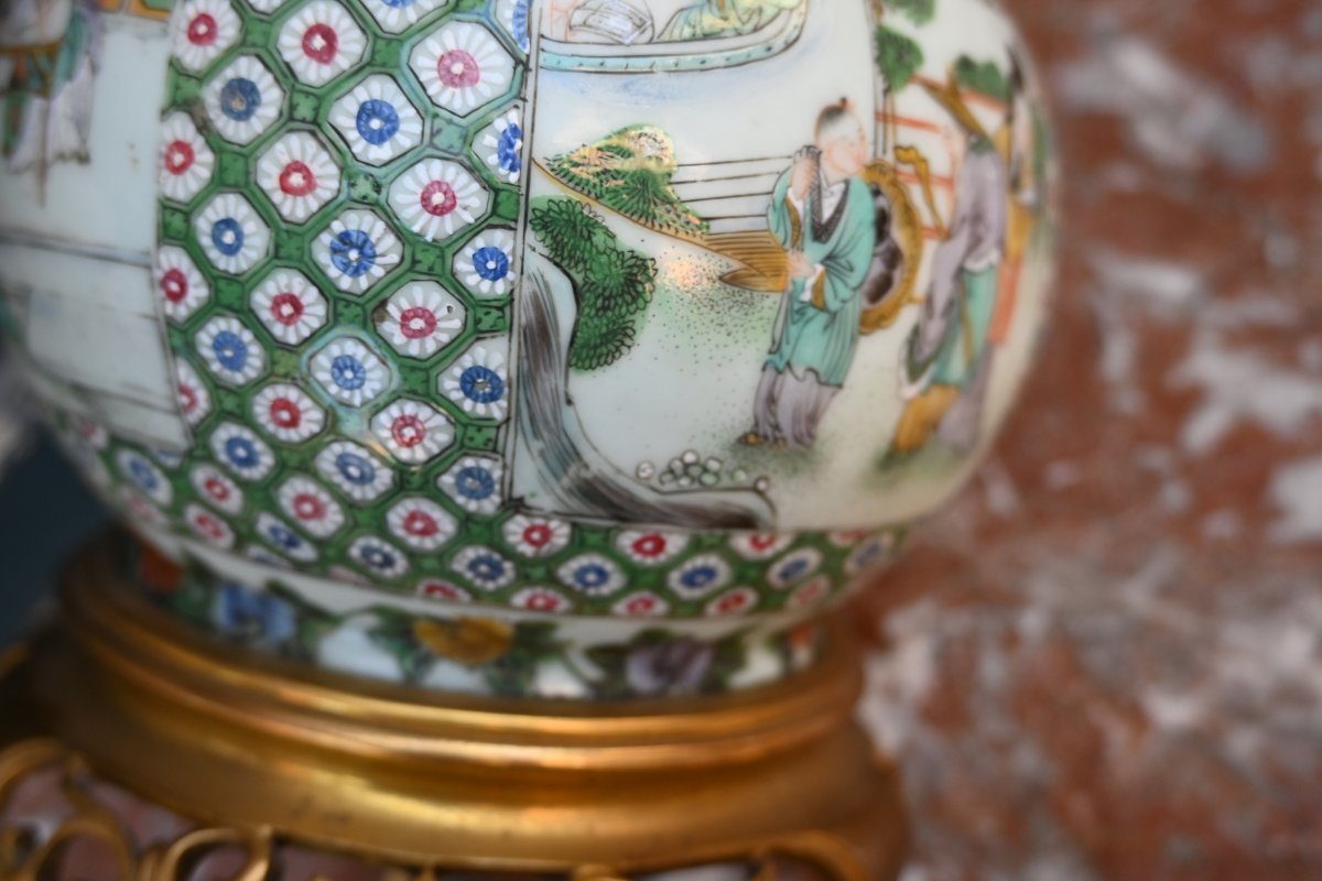 China, Canton Porcelain Lamp In The -photo-2