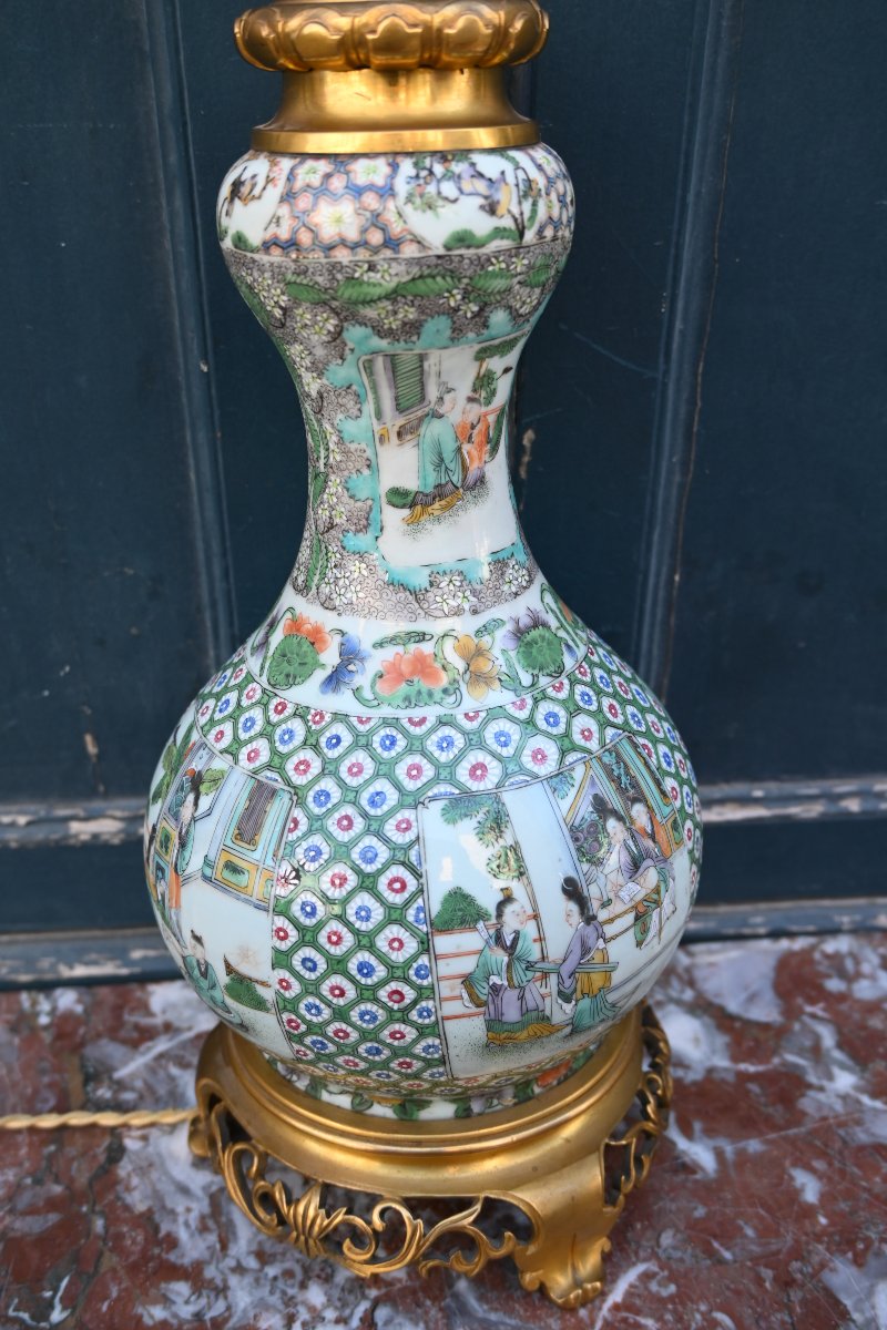 China, Canton Porcelain Lamp In The 
