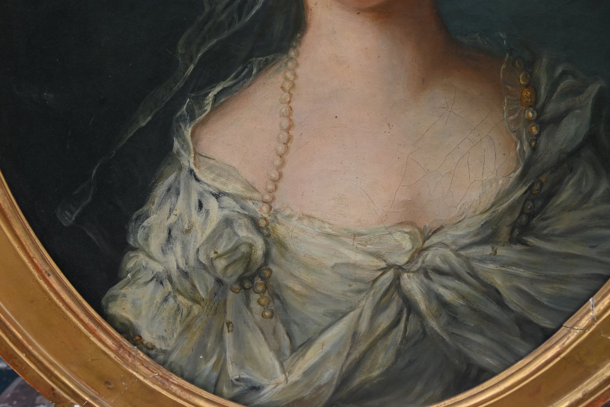 Portrait de madame des Moulins , école française XVIII-photo-2