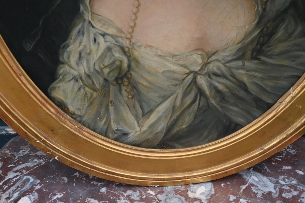 Portrait de madame des Moulins , école française XVIII-photo-4