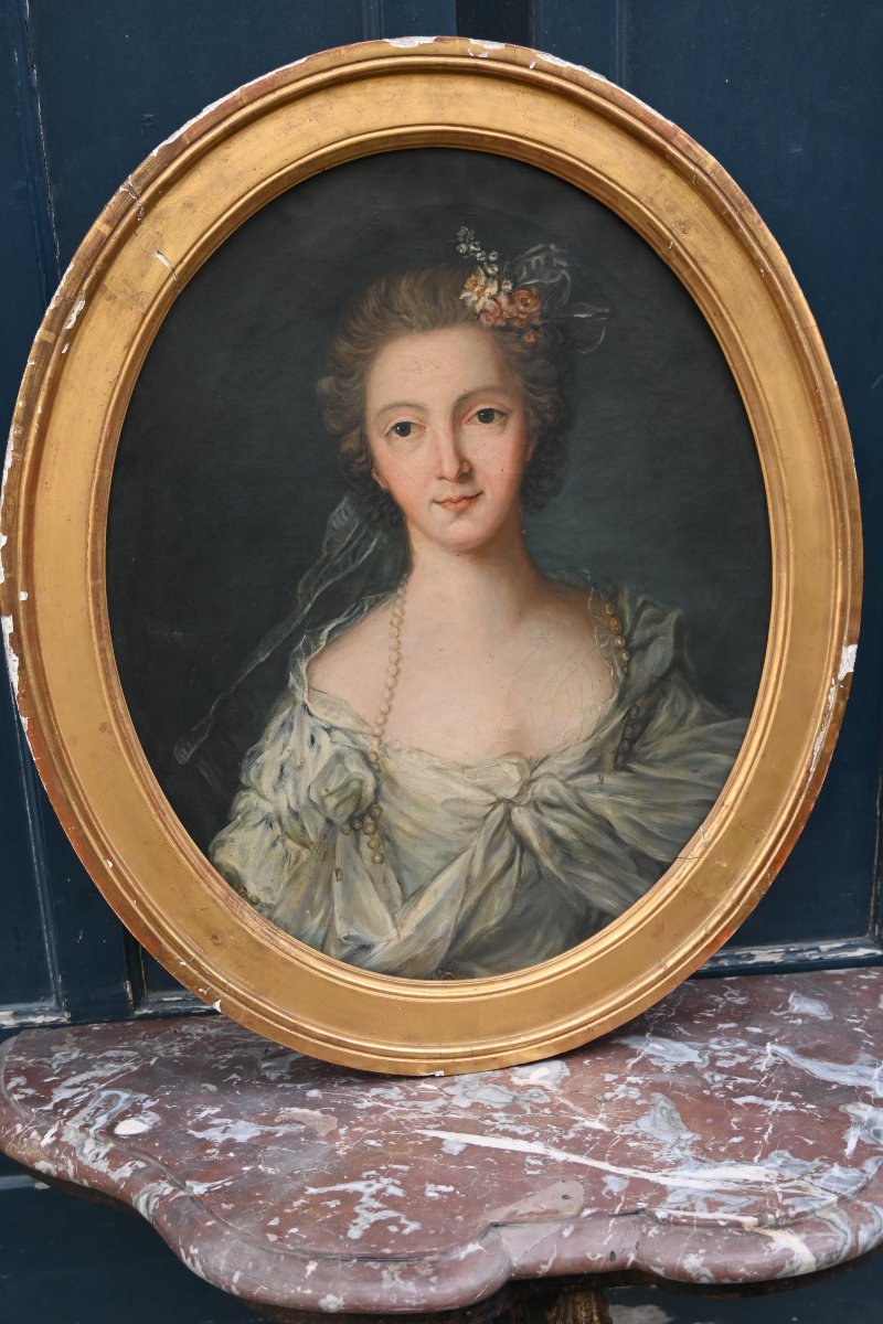 Portrait de madame des Moulins , école française XVIII-photo-6