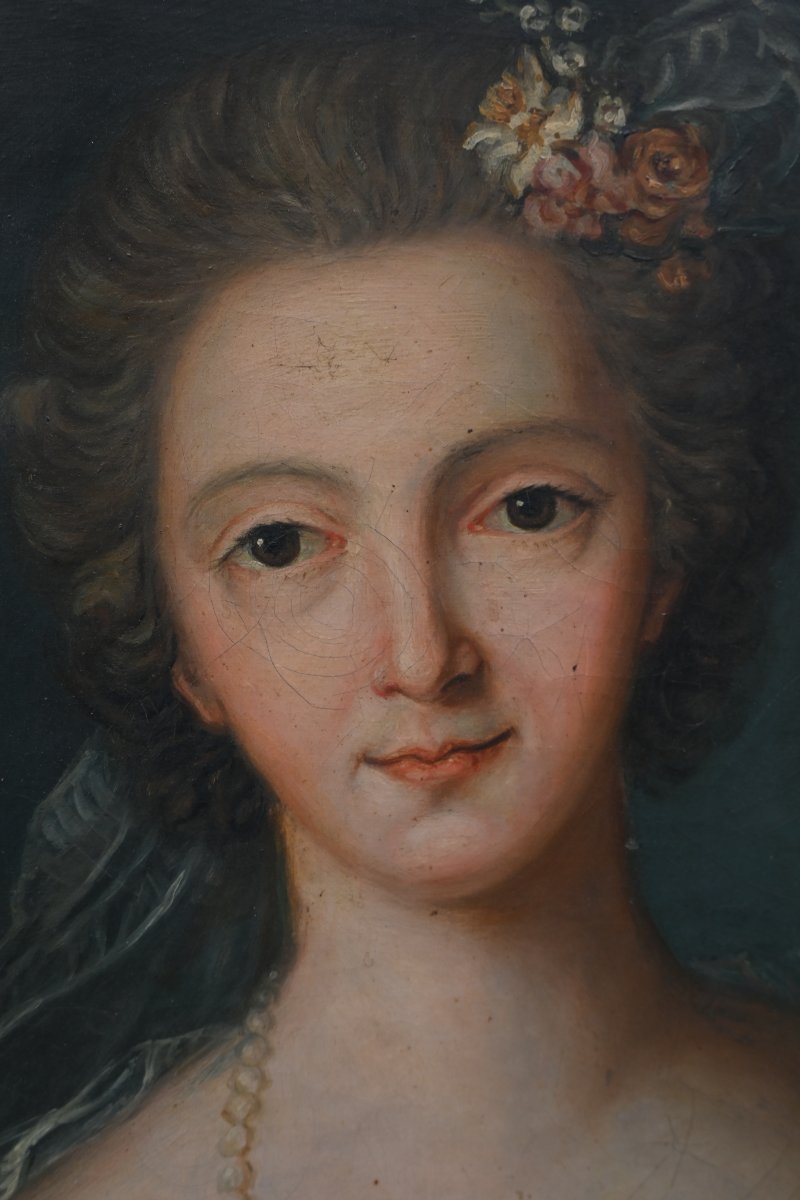Portrait de madame des Moulins , école française XVIII-photo-7